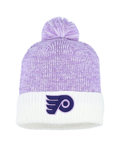 Fanatics Men's Lavender/White Philadelphia Flyers Hockey Fights Cancer Cuffed Knit Pom with Hat