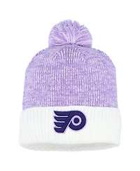 Fanatics Men's Lavender/White Philadelphia Flyers Hockey Fights Cancer Cuffed Knit Pom with Hat
