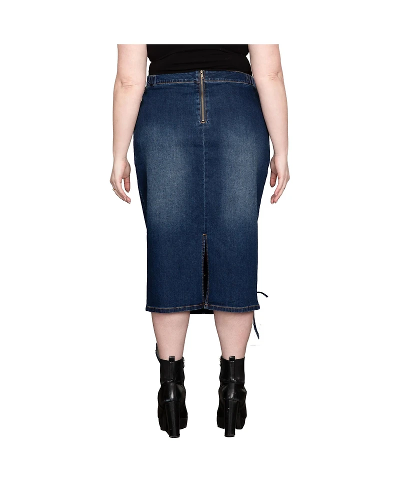 Plus Women's High Waist Denim Pencil Skirt