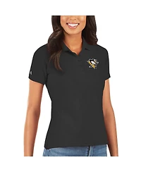 Antigua Women's Black Pittsburgh Penguins Legacy Pique Polo Shirt
