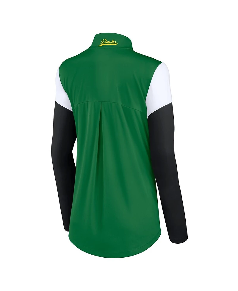 Fanatics Women's Green Oregon Ducks Block Party Quarter-Zip Top