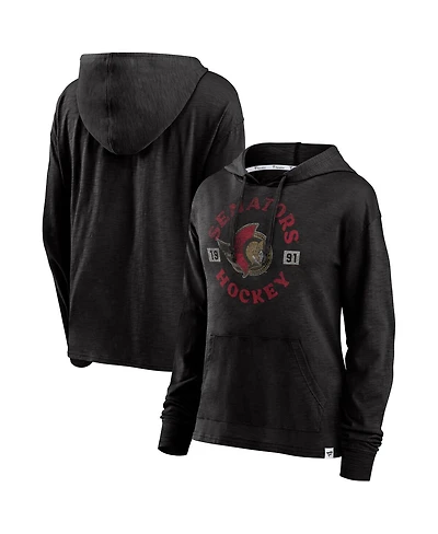 Fanatics Women's Heather Black Ottawa Senators True Classic Pullover Hoodie