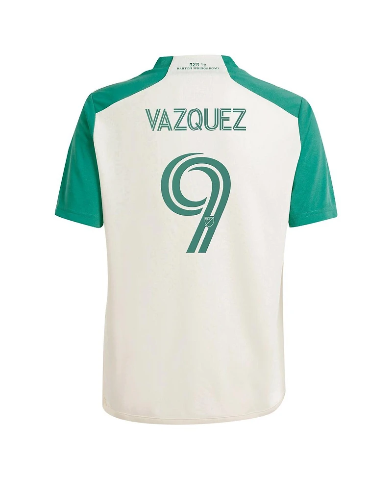 Adidas Big Boys and Girls Brandon Vazquez Tan Austin Fc 2024 The Armadillo Kit Replica Player Jersey