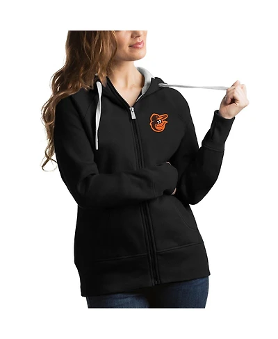 Antigua Women's Black Baltimore Orioles Victory Full-Zip Hoodie