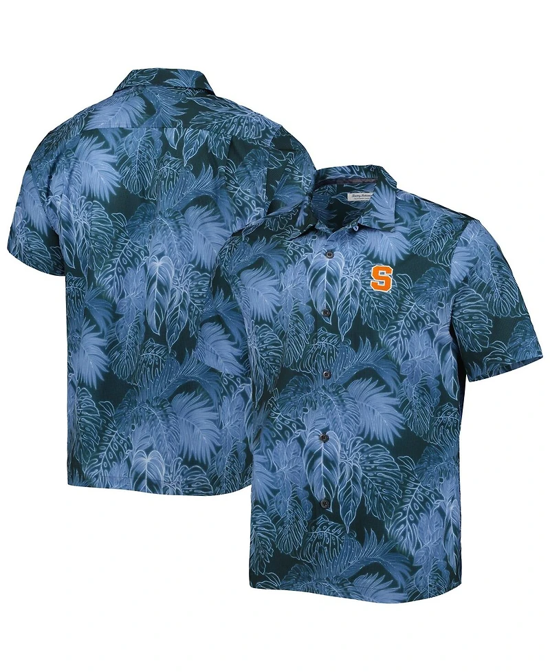 Tommy Bahama Men's Navy Syracuse Orange Coast Luminescent Fronds IslandZone Button-Up Camp Shirt
