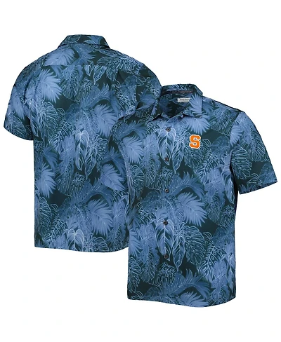 Tommy Bahama Men's Navy Syracuse Orange Coast Luminescent Fronds IslandZone Button-Up Camp Shirt