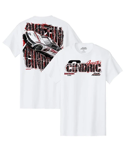 Team Penske Men's White Austin Cindric Discount Tire 2 Car T-Shirt
