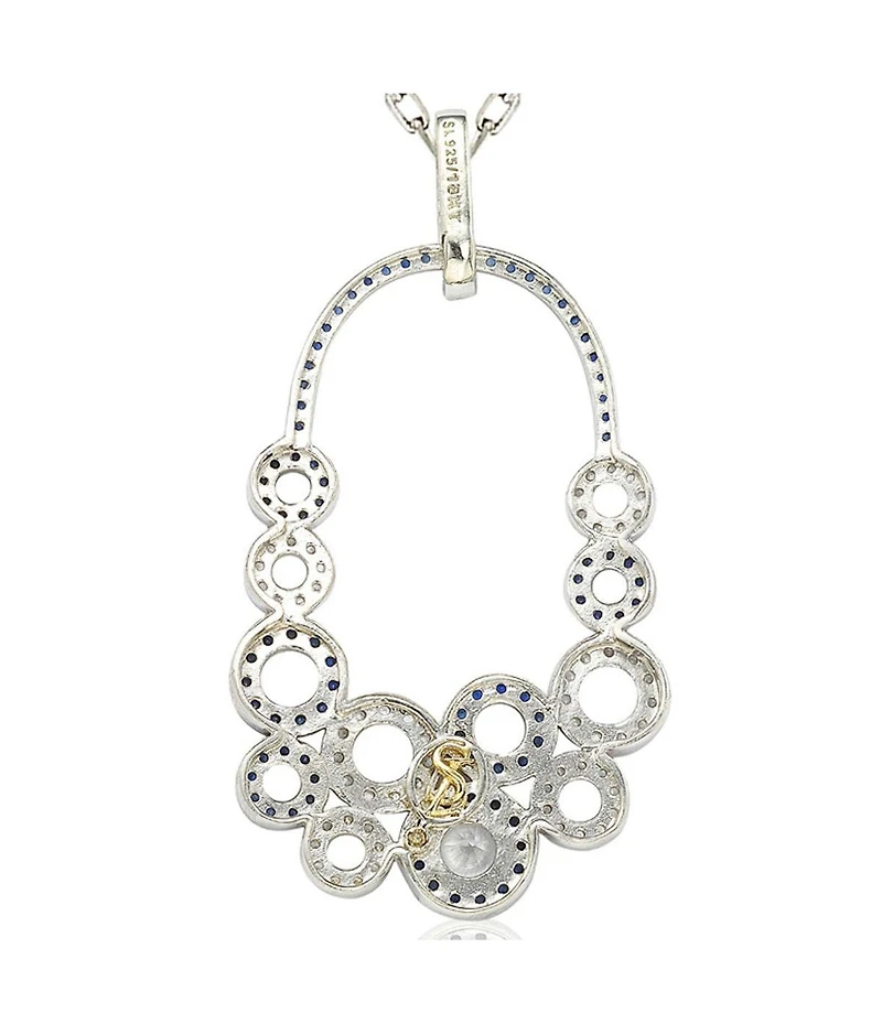 Suzy Levian New York Suzy Levian Sterling Silver Sapphire Multi-Circle Center Stone Pendant