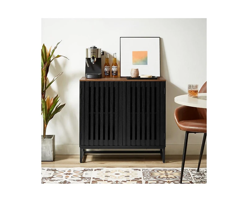 Casainc Storage Cabinet with Slatted Grille Striped Door