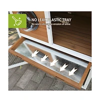 Aostirmotor Outdoor White and Red 2-Tier Wood Pet House with Waterproof Roof and Removable Pull Out Tray for Small Animals