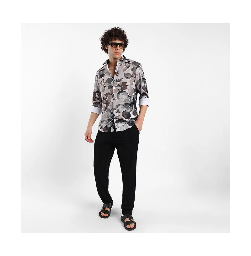 Campus Sutra Artistic Foliage Shirt
