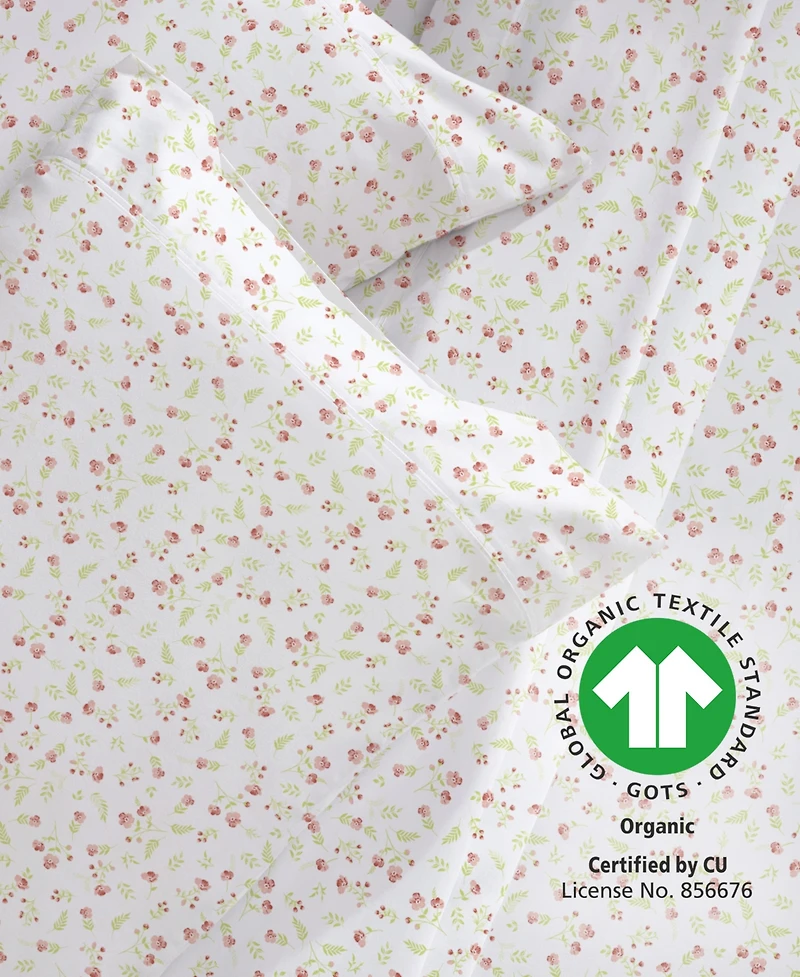 Printed Quatrefoil - 100% Organic Cotton Percale Queen Sheet Set Deep Pocket,
