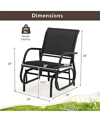 Outdoor Single Swing Glider Rocking Chair Armrest Garden Porch Backyard