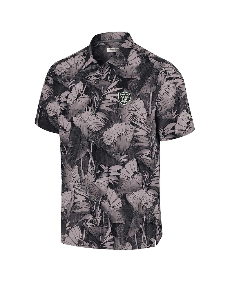 Tommy Bahama Men's Black Las Vegas Raiders Coast Nuevo Fronds Camp Button-Up Shirt