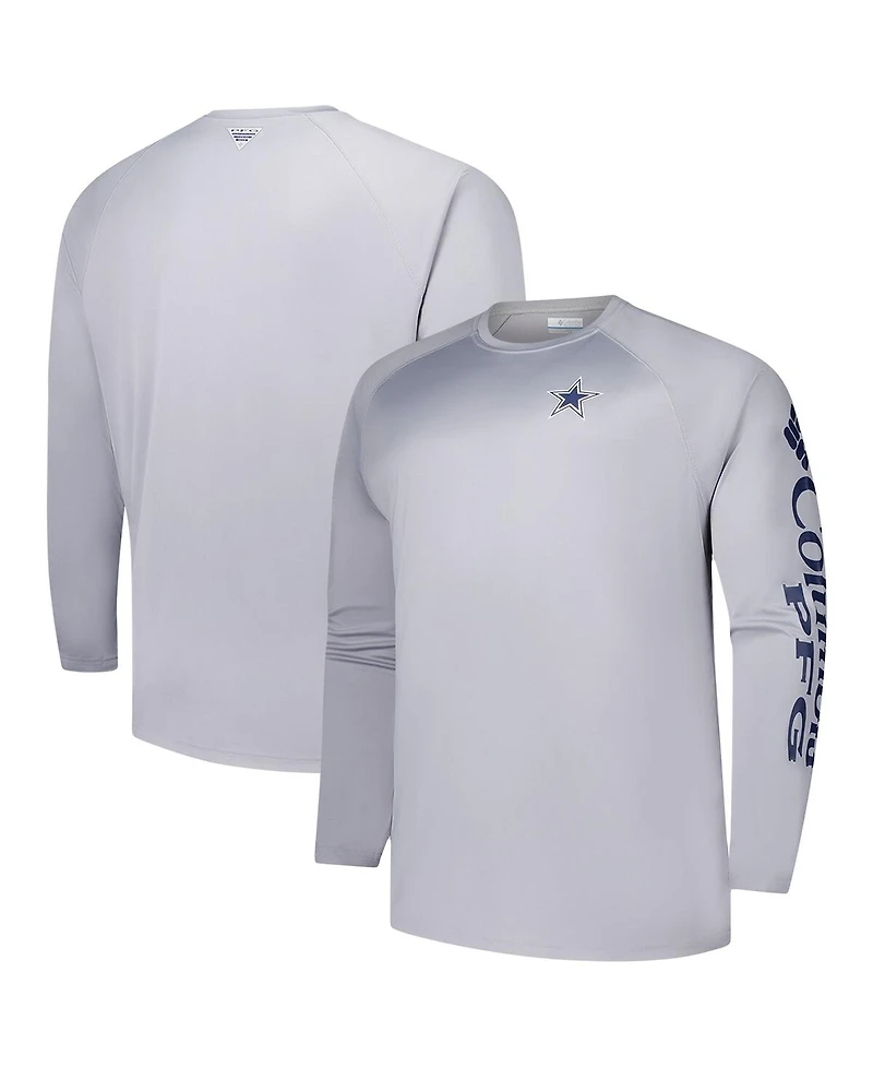 Columbia Men's Gray Dallas Cowboys Big & Tall Terminal Tackle Omni-Shade Raglan Long Sleeve T-Shirt