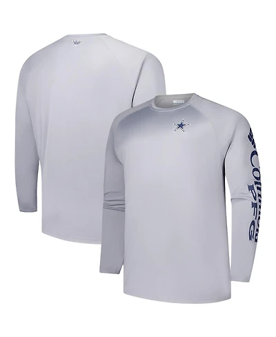 Columbia Men's Gray Dallas Cowboys Big & Tall Terminal Tackle Omni-Shade Raglan Long Sleeve T-Shirt