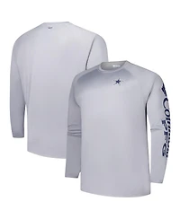 Columbia Men's Gray Dallas Cowboys Big & Tall Terminal Tackle Omni-Shade Raglan Long Sleeve T-Shirt