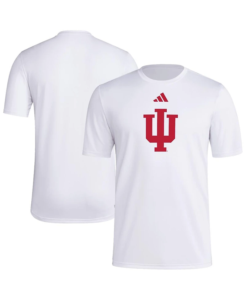 Adidas Men's White Indiana Hoosiers Primary Locker Logo Pre-Game Aeroready T-Shirt