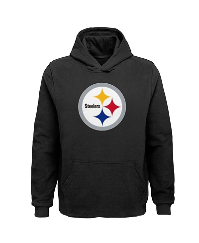 Outerstuff Big Boys and Girls Black Pittsburgh Steelers Team Logo Pullover Hoodie