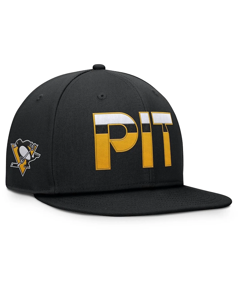 Fanatics Men's Black Pittsburgh Penguins Authentic Pro Rink Snapback Hat