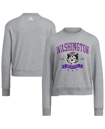 Adidas Women's Gray Washington Huskies Pullover Crewneck Sweatshirt