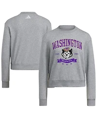 Adidas Women's Gray Washington Huskies Pullover Crewneck Sweatshirt