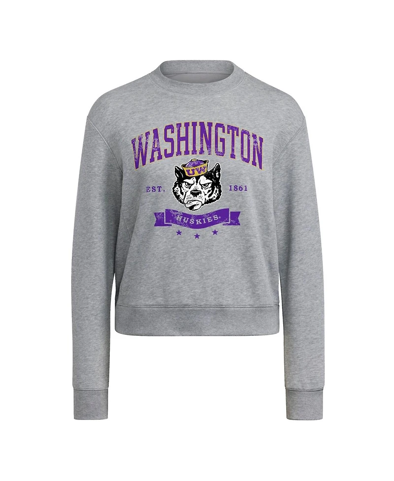 Adidas Women's Gray Washington Huskies Pullover Crewneck Sweatshirt