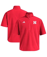 Adidas Men's Scarlet Nebraska Huskers Woven Quarter-Zip Short Sleeve Pullover Sweatshirt