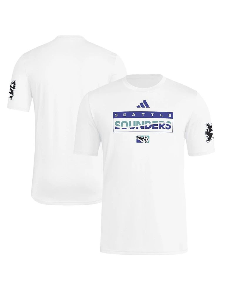 Adidas Men's White Seattle Sounders Fc 2025 Archive Collection Jersey Hook T-Shirt