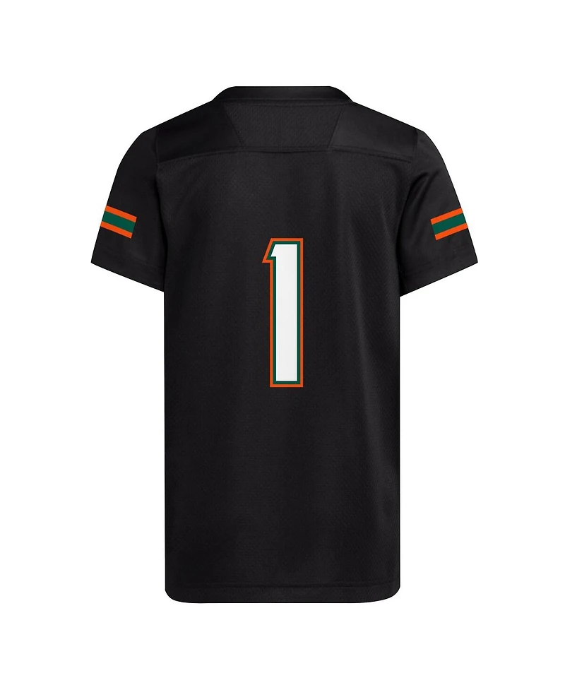 Adidas Big Boys and Girls 1 Black Miami Hurricanes Replica Jersey