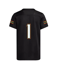 Adidas Big Boys and Girls 1 Black Miami Hurricanes Replica Jersey