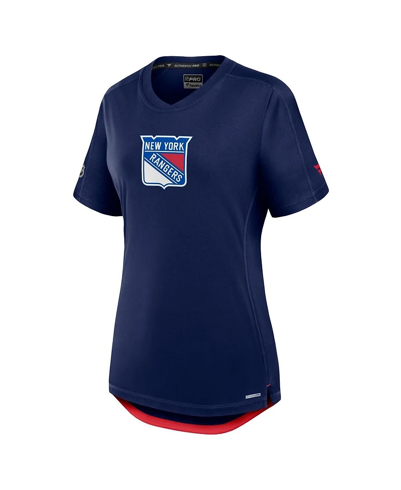 Fanatics Women's Navy New York Rangers Authentic Pro Rink Tech T-Shirt
