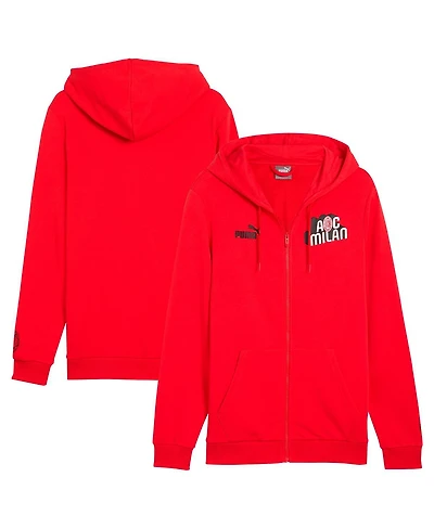 Puma Men's Red Ac Milan Ftbl Culture Full-Zip Hoodie Jacket