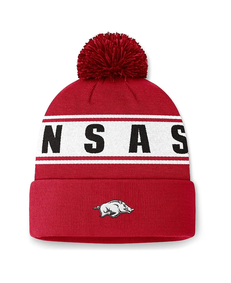Top of the World Men's Cardinal Arkansas Razorbacks Slash Cuffed Pom with Knit Hat