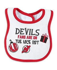 Wear by Erin Andrews Newborn New Jersey Devils Allover Print Full-Zip Sleeper with Bib Christmas Set