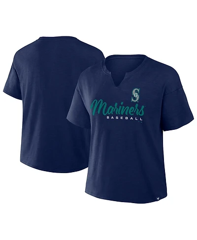 Fanatics Women's Navy Seattle Mariners Fan Fave Stadium Slub Boxy T-Shirt
