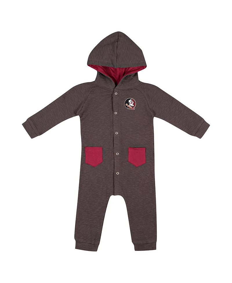 Colosseum Baby Boys and Girls Charcoal Florida State Seminoles Zando-Zan Waffle Full-Snap Hooded Romper