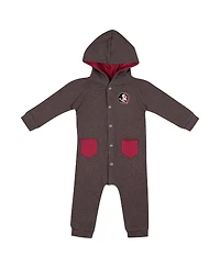 Colosseum Baby Boys and Girls Charcoal Florida State Seminoles Zando-Zan Waffle Full-Snap Hooded Romper