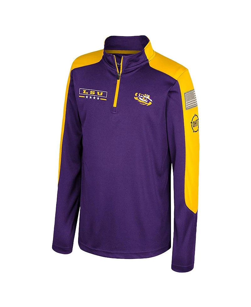 Colosseum Big Boys and Girls Purple Lsu Tigers Oht Military Appreciation Cyclone Quarter-Zip Windshirt Jacket