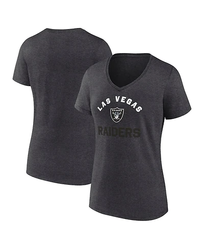Logo Athletic Women's Heather Charcoal Las Vegas Raiders Unrivaled V-Neck T-Shirt