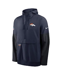 Nike Men's Navy Denver Broncos Sideline Anorak Half-Zip Hoodie Jacket