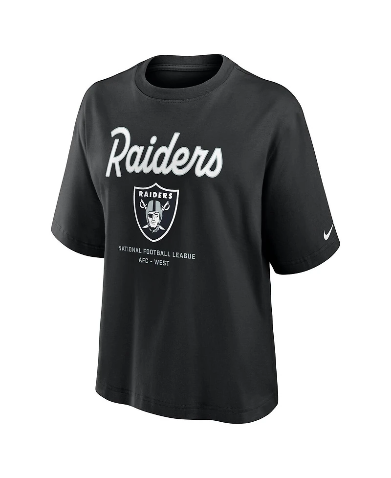 Nike Women's Black Las Vegas Raiders Essential Script Relaxed Boxy T-Shirt