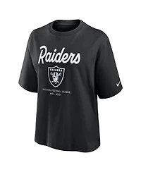 Nike Women's Black Las Vegas Raiders Essential Script Relaxed Boxy T-Shirt