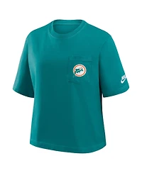 Nike Women's Aqua Miami Dolphins Rewind Pocket Boxy T-Shirt