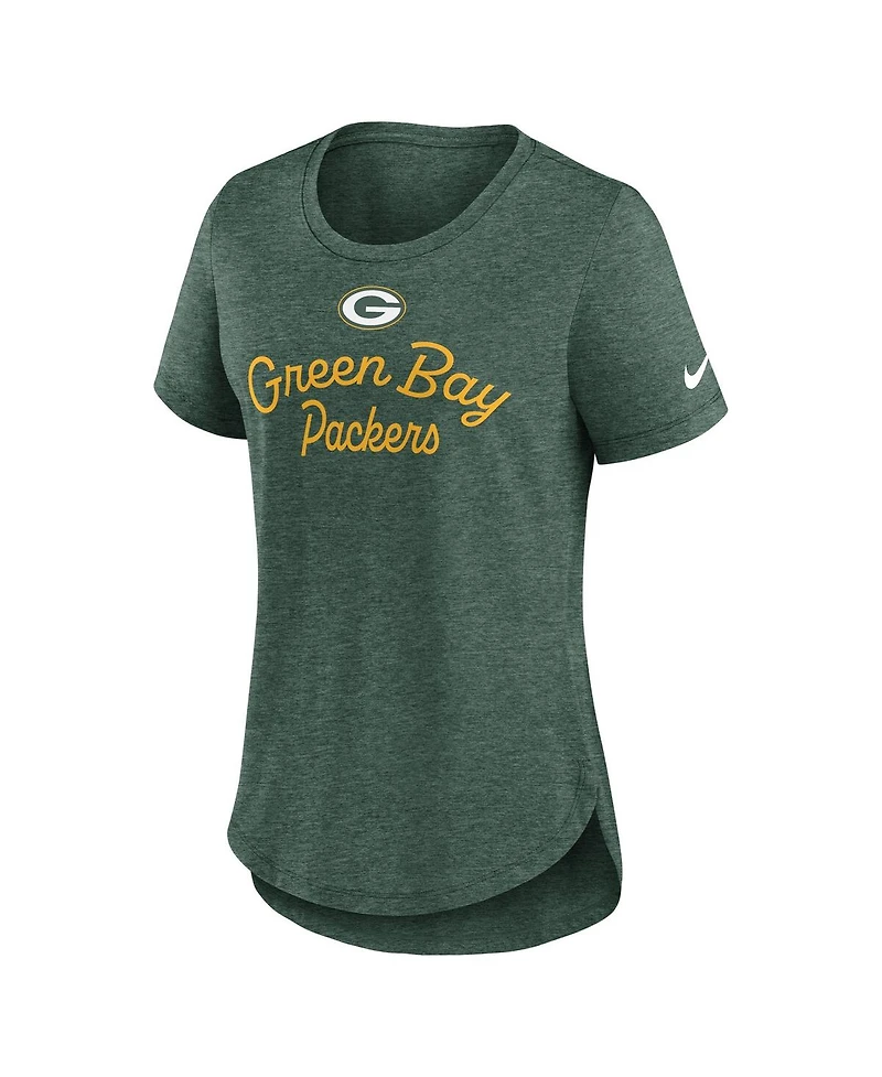 Nike Women's Green Green Bay Packers Script Tri-Blend T-Shirt