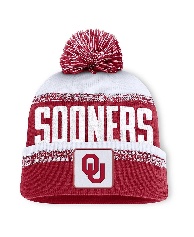 Fanatics Men's Crimson/White Oklahoma Sooners Thrive Cuffed with Pom Knit Hat