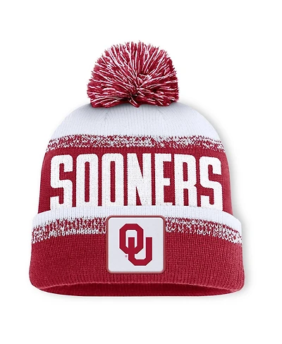Fanatics Men's Crimson/White Oklahoma Sooners Thrive Cuffed with Pom Knit Hat