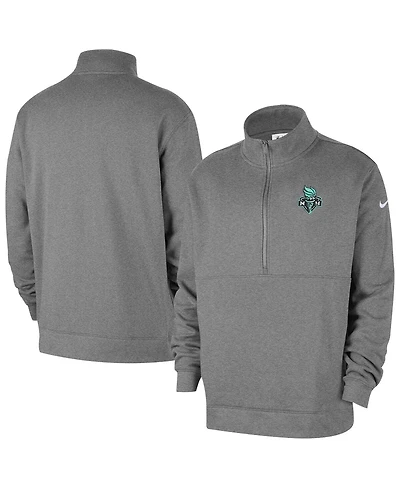 Nike Men's Heather Gray New York Liberty React Club Half-Zip Pullover Sweatshirt