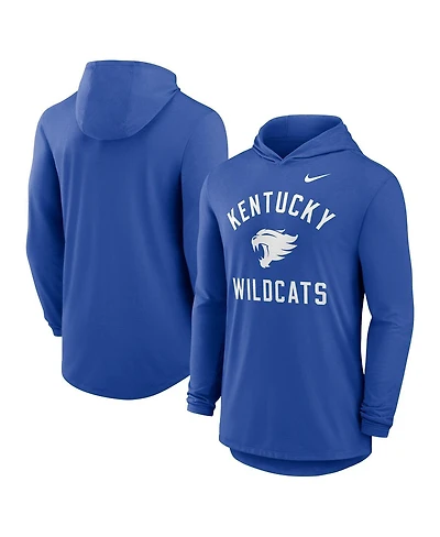 Nike Men's Royal Kentucky Wildcats Classic Arch Tri-Blend Performance Long Sleeve Hoodie T-Shirt