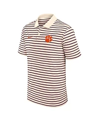 Nike Men's Cream/Purple Clemson Tigers Solid Foundation Striped Performance Polo Shirt